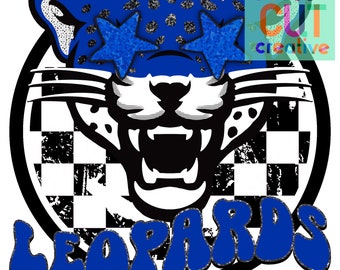 Mascota preppy de leopardos png / descarga digital / azul real negro