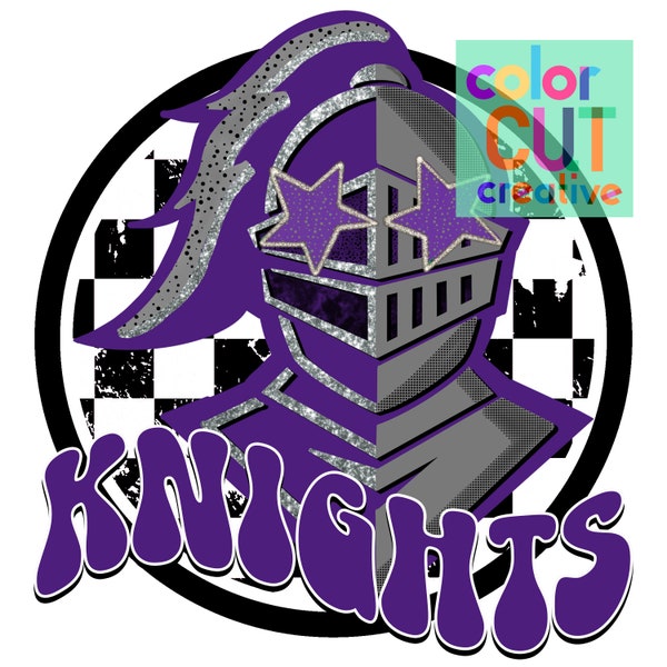 Knights preppy mascot png | digital download | purple black white grey silver