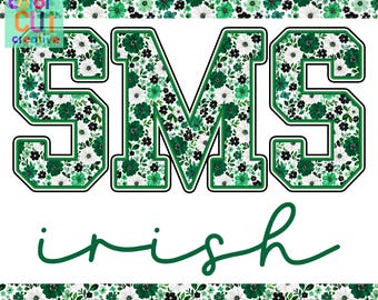 Mascota floral irlandesa SMS png / descarga digital / verde negro blanco