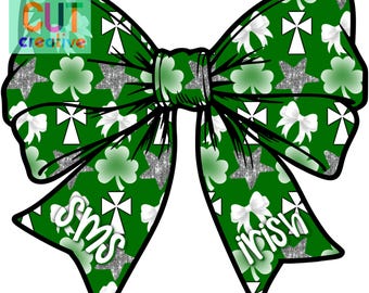 SMS Irish team spirit bow png / descarga digital / verde blanco negro
