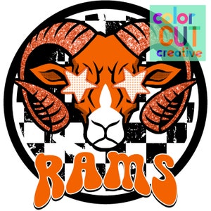 Rams preppy mascot png | digital download | orange black white