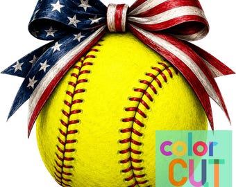 Lazo patriótico para softbol png / descarga digital / rojo blanco azul