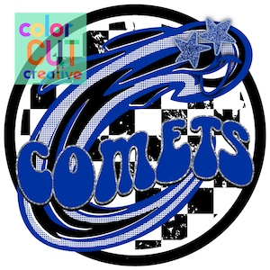 Comets preppy mascot png | digital download | royal blue black silver
