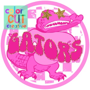 Gators preppy mascot png | digital download | hot pink white gold checkerboard