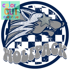 Wolfpack preppy mascot png | digital download | navy silver grey white