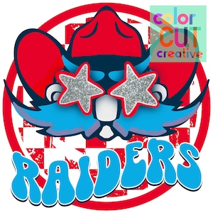 Raiders preppy mascot png | digital download | red blue white