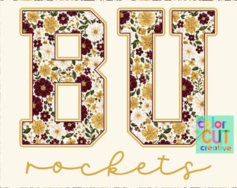 Mascota floral de los Berne Union Rockets png / descarga digital / granate dorado