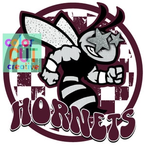 Hornets preppy mascot png | digital download | maroon silver black