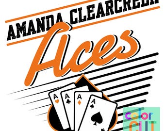Mascota vintage de Amanda Clearcreek Aces png / descarga digital / naranja negro blanco
