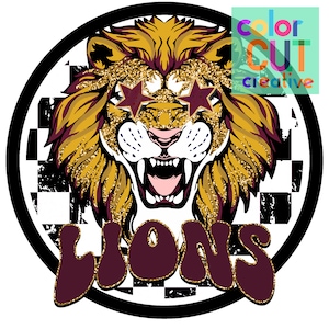 Mascota preppy de los leones png / descarga digital / oro granate burdeos