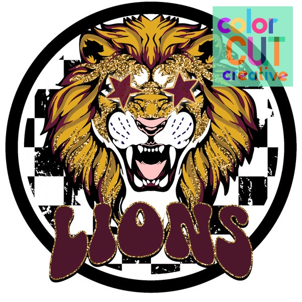 Lions preppy mascot png | digital download | maroon burgundy gold