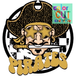 Pirates preppy mascot png | digital download | vegas gold black white