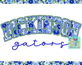Mascota floral de los Dickinson Gators png / descarga digital / azul real verde
