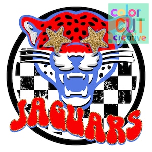 Jaguars preppy mascot png | digital download | red blue black white gold