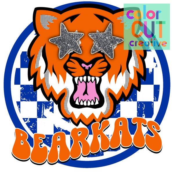 Bearkats preppy mascot png | digital download | royal blue orange