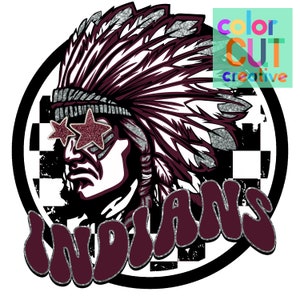 Indians preppy mascot png | digital download | maroon silver black white