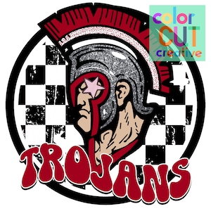 Trojans preppy mascot png | digital download | red black white