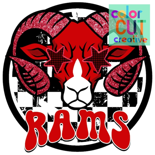 Rams preppy mascot png | digital download | red black white