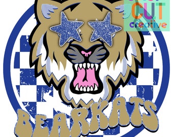 Bearkats preppy mascot png | digital download | royal blue gold black