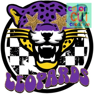 Leopards preppy mascot png | digital download | purple gold black