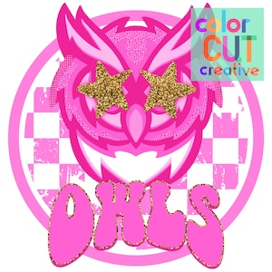 Owls preppy mascot png | digital download | hot pink gold