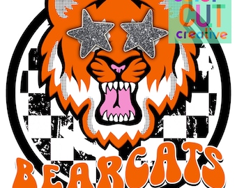 Mascota preppy de los Bearcats, PNG, descarga digital, naranja, negro y plateado