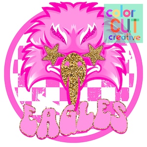 Mascota preppy de las águilas png / descarga digital / brillo dorado rosa intenso
