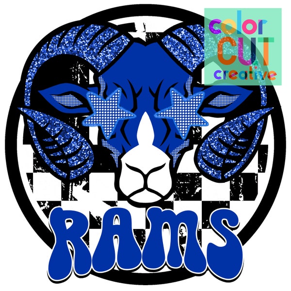 Rams preppy mascot png | digital download | royal blue black white