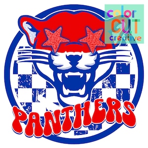 Panthers preppy mascot png | digital download | red white blue