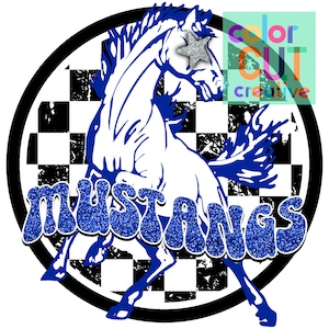 Mustangs preppy mascot png | digital download | royal blue black white