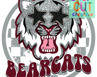 Bearcats preppy mascot png | digital download | maroon silver white black