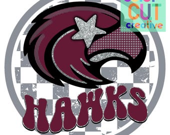 Mascota preppy de los Hawks png / descarga digital / granate gris