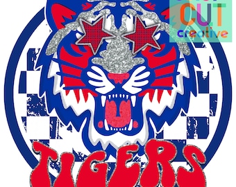 Tigers preppy mascot png | digital download | red white blue | patriotic | Americana design