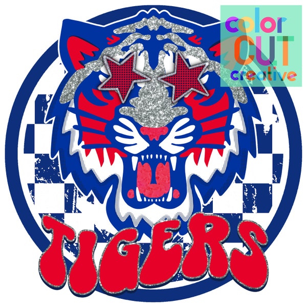 Tigers preppy mascot png | digital download | red white blue | patriotic | Americana design