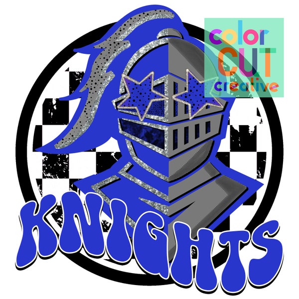 Knights preppy mascot png | digital download | royal blue grey silver black