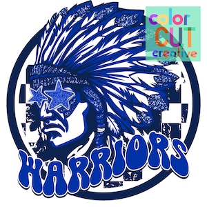Warriors preppy mascot png | digital download | royal blue white navy