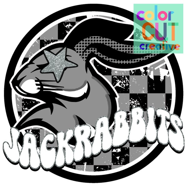 Jackrabbits preppy mascot png | digital download | black grey white silver