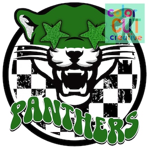 Panthers preppy mascot png | digital download | grass green black white