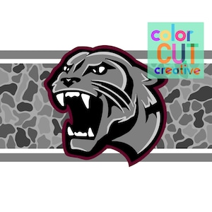 Panthers Camo Mascot png | digital download | maroon grey black