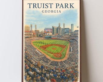 Truist Park Watercolor Poster, Georgia Baseball Stadium Art Print