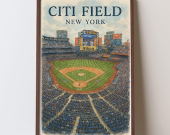 New York Baseball Stadium Watercolor Poster | Sports Wall Art