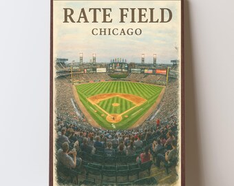 Poster de champ de taux d'aquarelle | Impression artistique du stade de baseball de Chicago