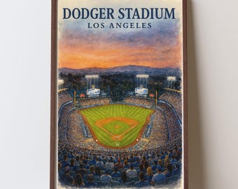 Dodger Stadium Watercolor Poster – Los Angeles Baseball Art Print