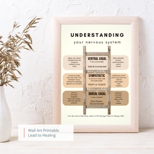 Nervous System States - Therapy Wall Art - Polyvagal Theory - Neutral Wall Art