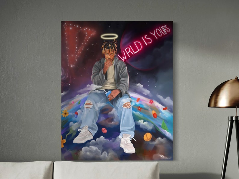 Juice WRLD The World Is Yours Legends Rapper Canvas Poster Wall Art Room Decor Gift Idea Large Size High Quality Resolution Rapper