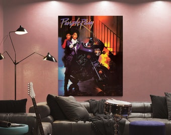 Prince Purple Motorcycle Rain Vintage Poster Promo Pin-Up 1984 Movie Warner Bros The Black Canvas Wall Art Home Decor for Mucis Lovers