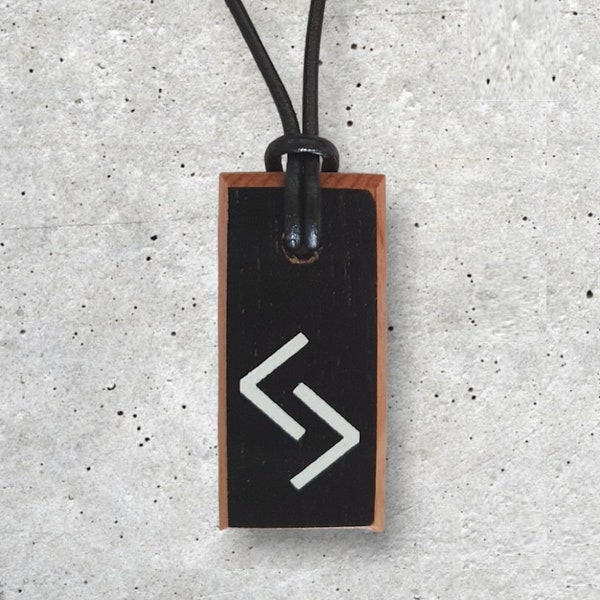 Jera Rune Necklace Talisman Wood Jewelry