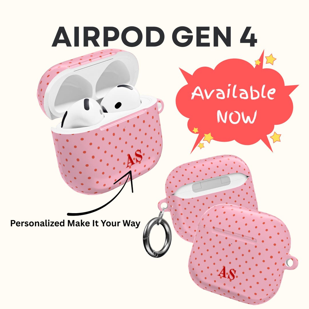 Personalized Polka Dot AirPod Case, Custom Initial, Monogrammed ...