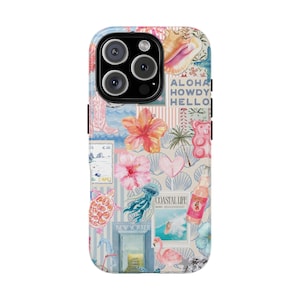 Beachy Blue Coquette Coastal Collage Phone Case, Preppy Cute Aesthetic Case, Summer Vibes,iPhone 16 15 14 13 12 11,Samsung Galaxy Phone Case