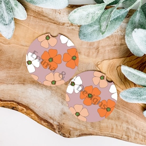 Lilac Puakenikeni Flowers Print set of 2 car coaster, Cup Holders Coasters,Car Interior,New Driver Gifts, Coworker gift,Cute Car Accessories